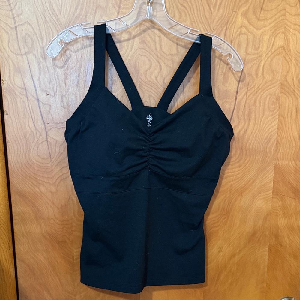 Prana Black Ruched Women's tank Top size xl